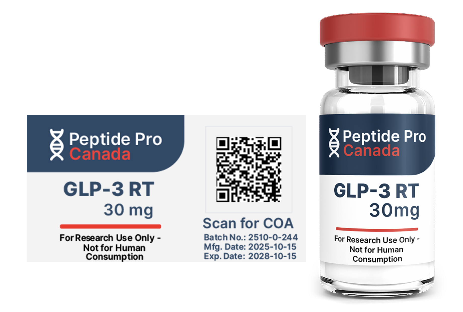 PeptidePro Canada vial and label — research use only